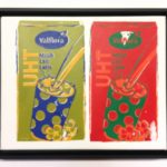 N°1193, 2 laits UHT olive et rouge - œuvre de Nicolas Noverraz - NSNZ194