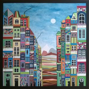 Village et paysage - oeuvre de Bernadette Steffen BESN3-SD