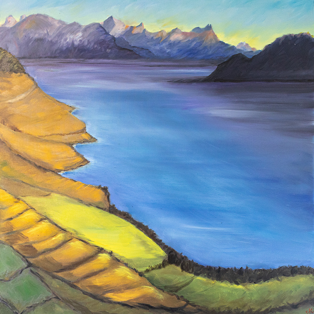 Lever de soleil sur lavaux - oeuvre de Carole Christinat Venhard - CECTVD22_SD