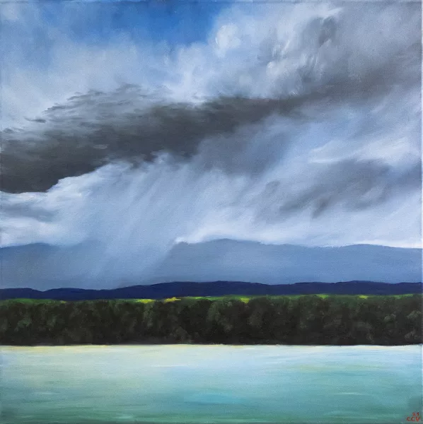 Jura orageux depuis Morges - Oeuvre de Carole Christinat Venhard - CECTVD32