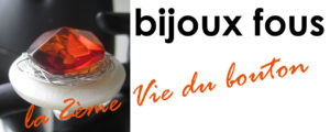 Logo de Bijoux Fous avec un image de bijoux et la phrase "La 2ème vie du bouton".