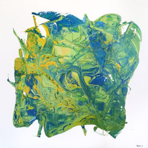Blue and yellow buffalo - œuvre de Muriel Hecquet MLHT21-SD