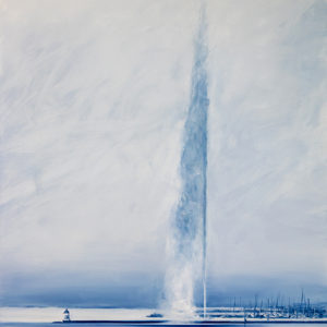 Jet dans le brouillard en camaïeu de gris bleuté-oeuvre de Philippe JUTTENS-PEJS39