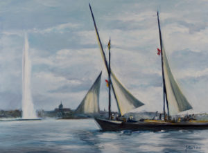 Le Neptune devant Genève - oeuvre de Philippe Juttens PEJS17-SD