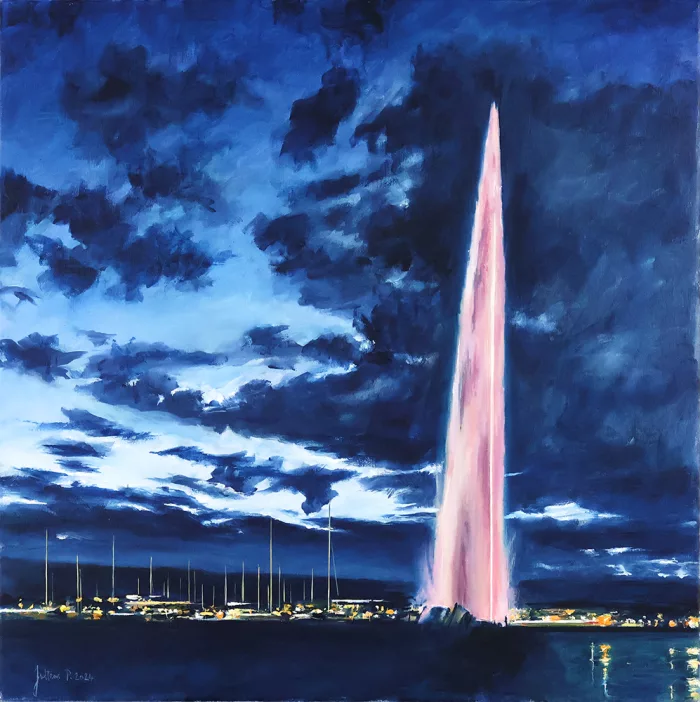 Genève la nuit, avec Jet d'eau rosé - Philippe JUTTENS - PEJS56