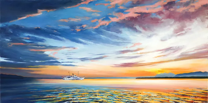 Lever de soleil sur le lac Léman - oeuvre de Philippe JUTTENS - PESJ57