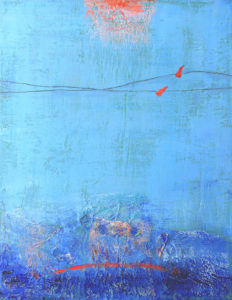 Red birds on a wire - oeuvre de Peggy Hinaekian-Messier PYHN74-SD